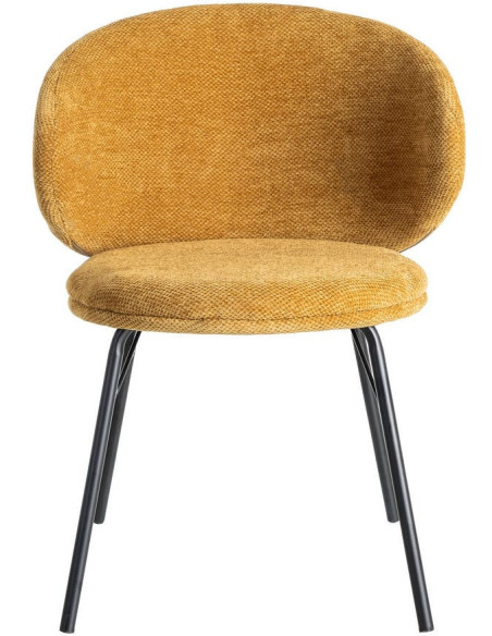 Chaise moderne confortable en Tissu Jaune moutarde Métal Noir Harava (Lot de 2) - 3