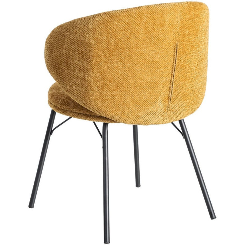 Chaise moderne confortable en Tissu Jaune moutarde Métal Noir Harava (Lot de 2) - 5