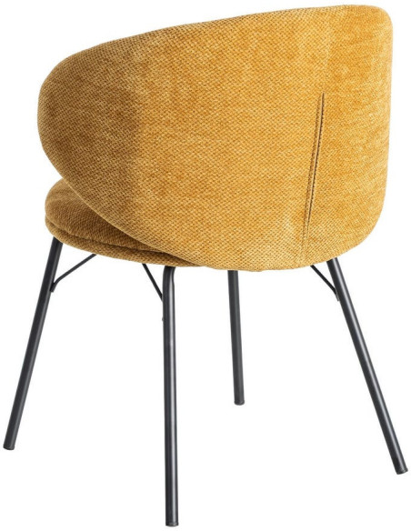 Chaise moderne confortable en Tissu Jaune moutarde Métal Noir Harava (Lot de 2) - 5