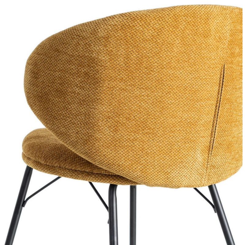 Chaise moderne confortable en Tissu Jaune moutarde Métal Noir Harava (Lot de 2) - 6