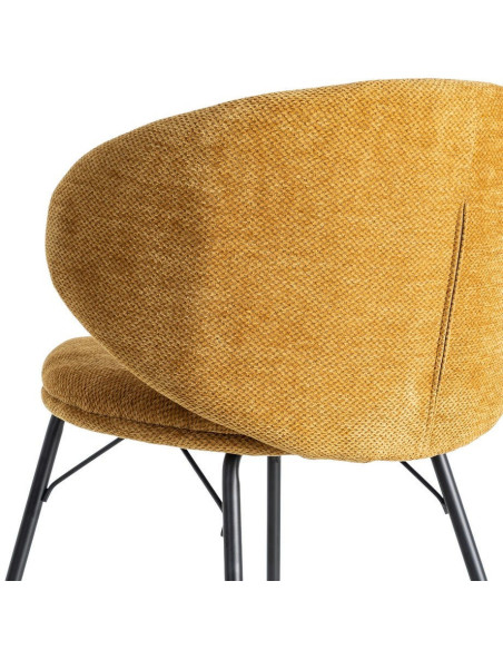 Chaise moderne confortable en Tissu Jaune moutarde Métal Noir Harava (Lot de 2) - 6