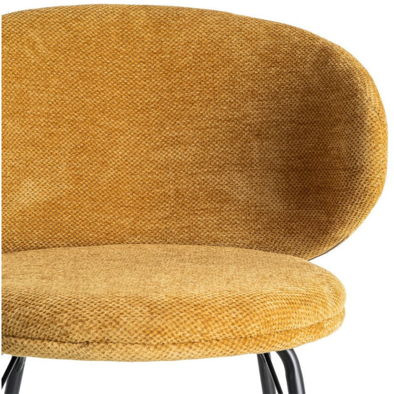 Chaise moderne confortable en Tissu Jaune moutarde Métal Noir Harava (Lot de 2) - 7
