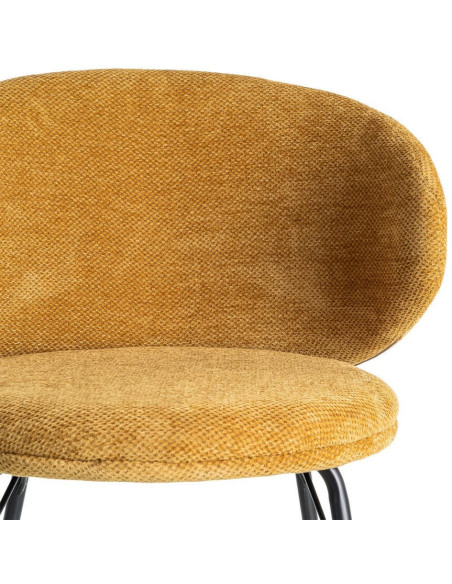 Chaise moderne confortable en Tissu Jaune moutarde Métal Noir Harava (Lot de 2) - 7