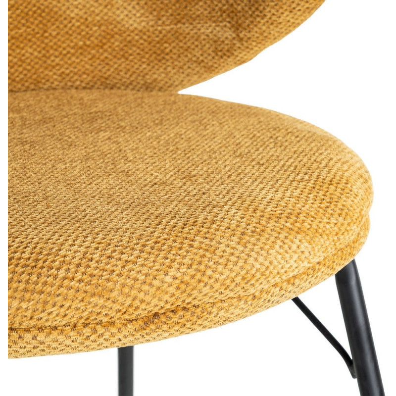 Chaise moderne confortable en Tissu Jaune moutarde Métal Noir Harava (Lot de 2) - 8