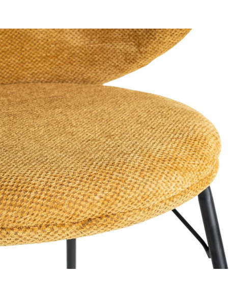 Chaise moderne confortable en Tissu Jaune moutarde Métal Noir Harava (Lot de 2) - 8