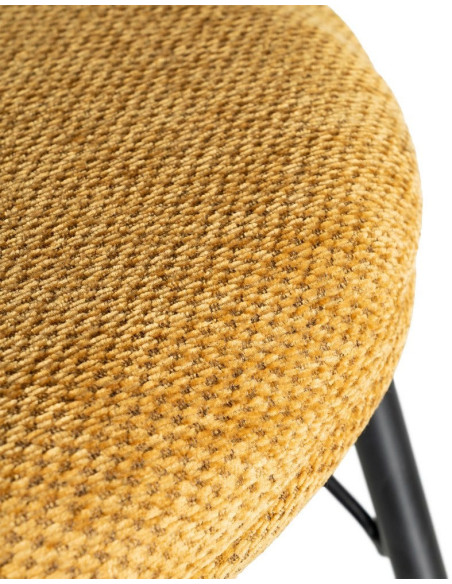 Chaise moderne confortable en Tissu Jaune moutarde Métal Noir Harava (Lot de 2) - 10
