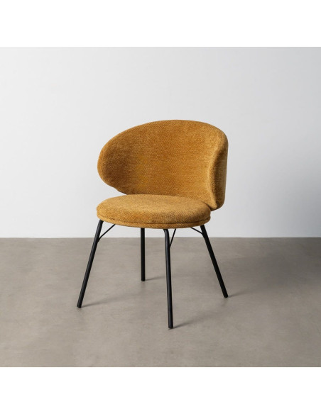 Chaise moderne confortable en Tissu Jaune moutarde Métal Noir Harava (Lot de 2) - 12
