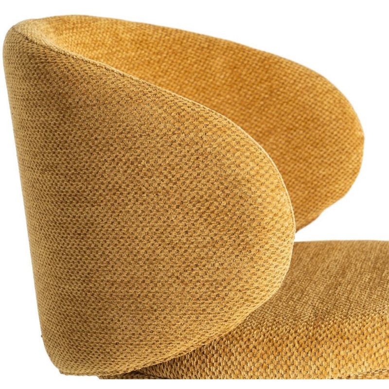 Tabouret de bar moderne confortable en Tissu Jaune moutarde Métal Noir Harava (Lot de 2) - 7