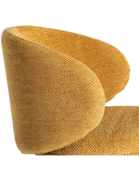 Tabouret de bar moderne confortable en Tissu Jaune moutarde Métal Noir Harava (Lot de 2) - 7