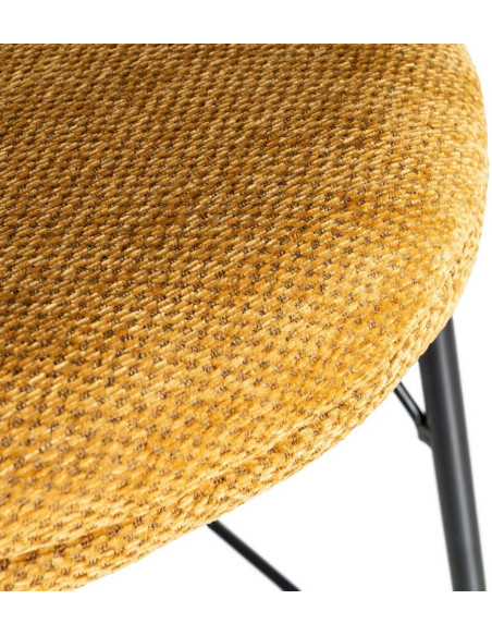 Tabouret de bar moderne confortable en Tissu Jaune moutarde Métal Noir Harava (Lot de 2) - 9
