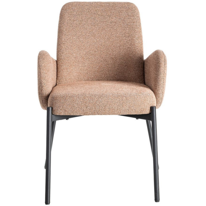 Fauteuil de table haut de gamme en Tissu Rose pêche Chiné Métal Noir Tilani (Lot de 2) - 3