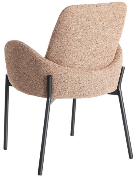 Fauteuil de table haut de gamme en Tissu Rose pêche Chiné Métal Noir Tilani (Lot de 2) - 5