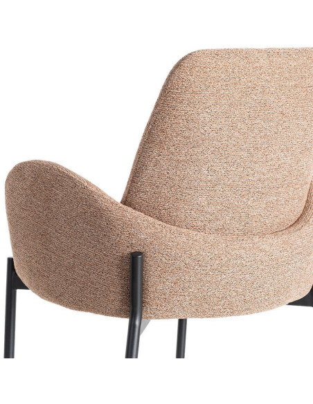 Fauteuil de table haut de gamme en Tissu Rose pêche Chiné Métal Noir Tilani (Lot de 2) - 6