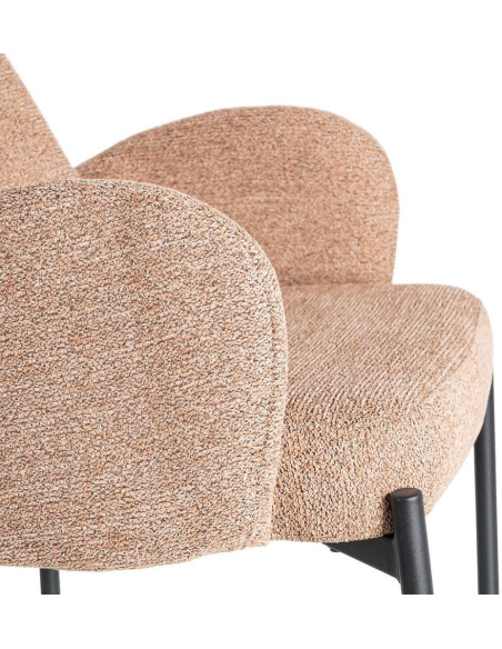 Fauteuil de table haut de gamme en Tissu Rose pêche Chiné Métal Noir Tilani (Lot de 2) - 7