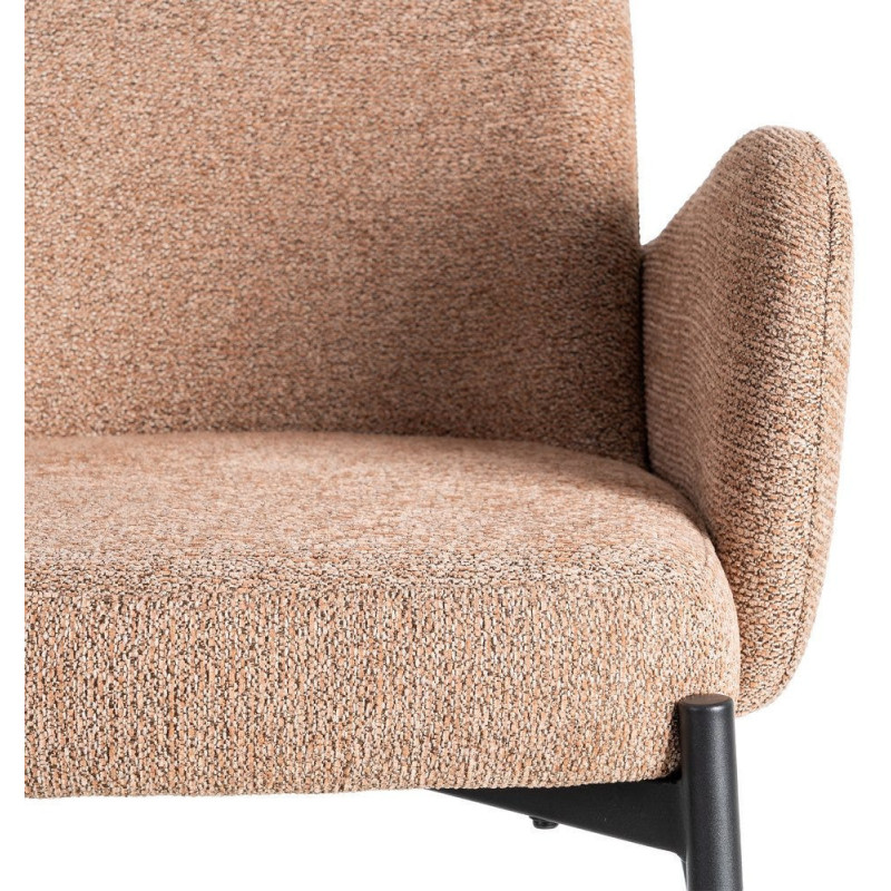 Fauteuil de table haut de gamme en Tissu Rose pêche Chiné Métal Noir Tilani (Lot de 2) - 8