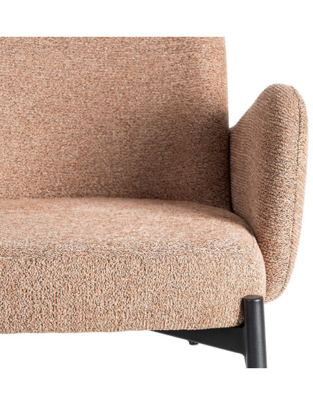 Fauteuil de table haut de gamme en Tissu Rose pêche Chiné Métal Noir Tilani (Lot de 2) - 8