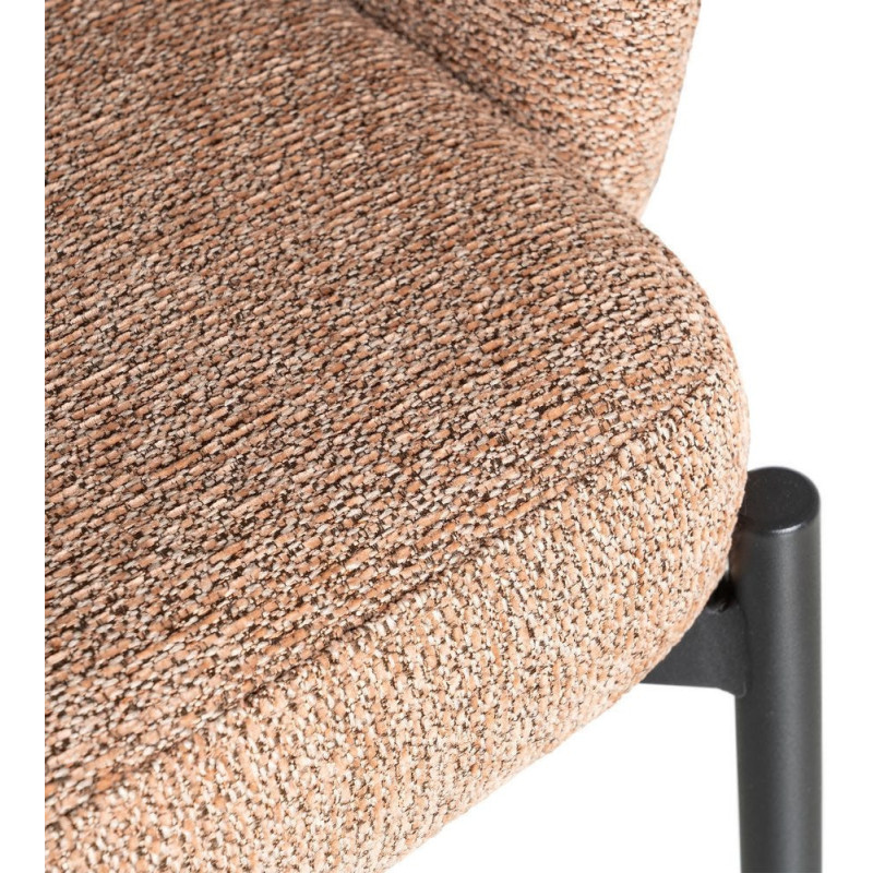 Fauteuil de table haut de gamme en Tissu Rose pêche Chiné Métal Noir Tilani (Lot de 2) - 10
