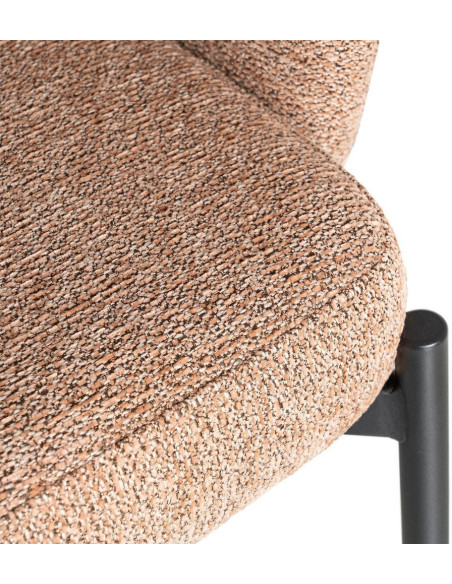 Fauteuil de table haut de gamme en Tissu Rose pêche Chiné Métal Noir Tilani (Lot de 2) - 10