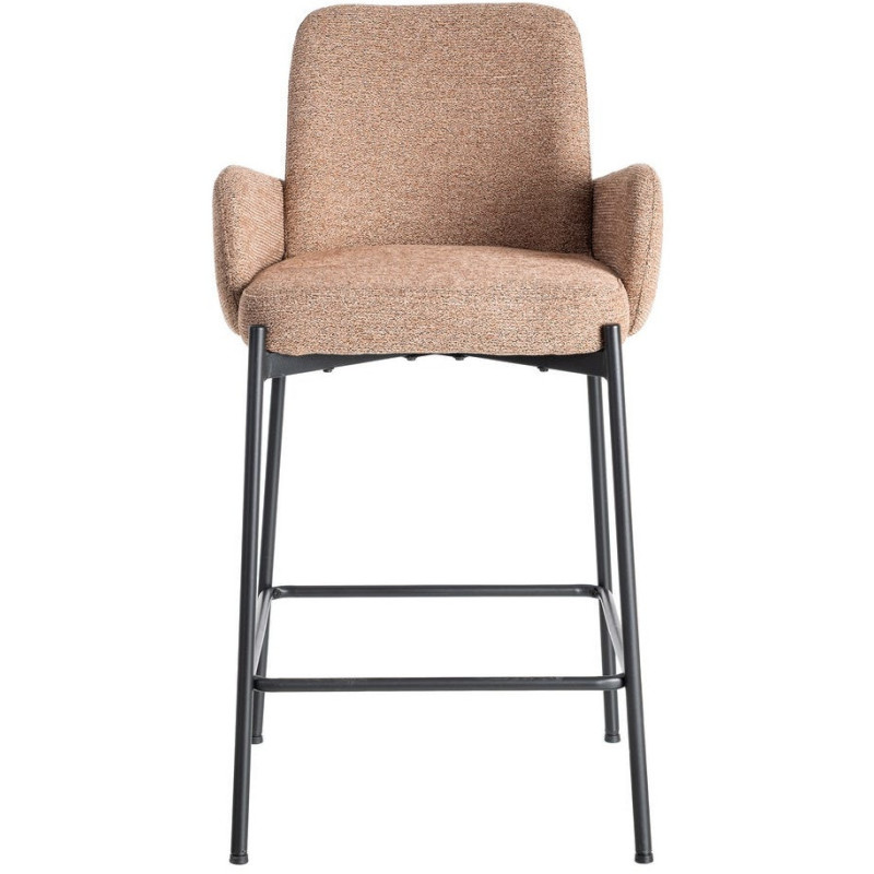Tabouret de bar haut de gamme en Tissu Rose pêche Chiné Métal Noir Tilani (Lot de 2) - 3