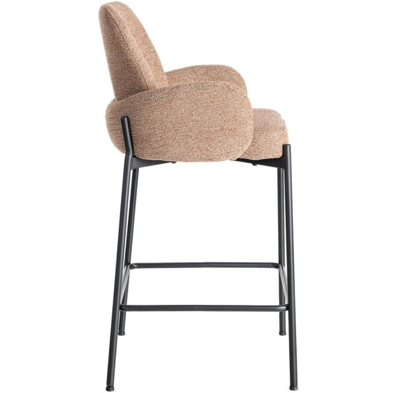 Tabouret de bar haut de gamme en Tissu Rose pêche Chiné Métal Noir Tilani (Lot de 2) - 4