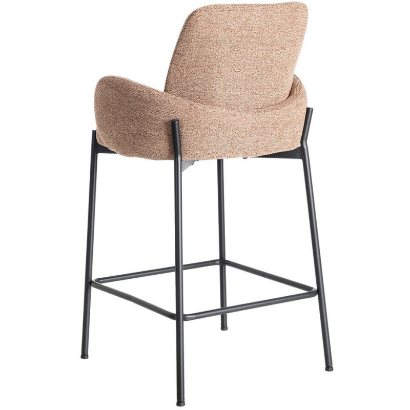 Tabouret de bar haut de gamme en Tissu Rose pêche Chiné Métal Noir Tilani (Lot de 2) - 5