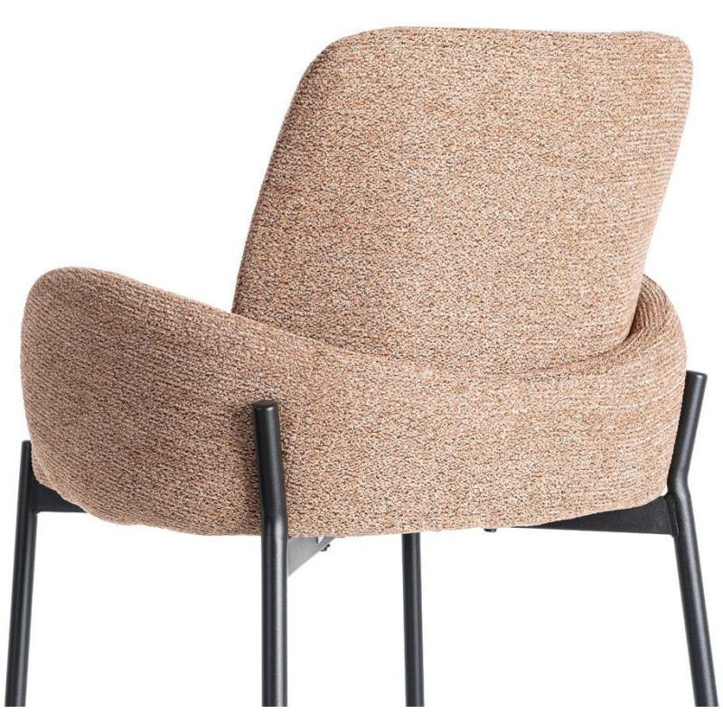 Tabouret de bar haut de gamme en Tissu Rose pêche Chiné Métal Noir Tilani (Lot de 2) - 6