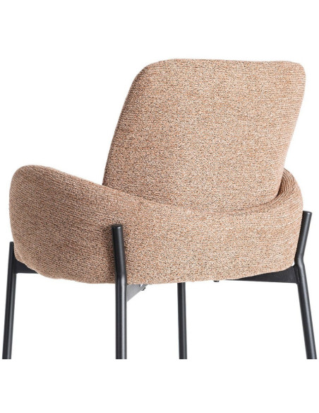 Tabouret de bar haut de gamme en Tissu Rose pêche Chiné Métal Noir Tilani (Lot de 2) - 6