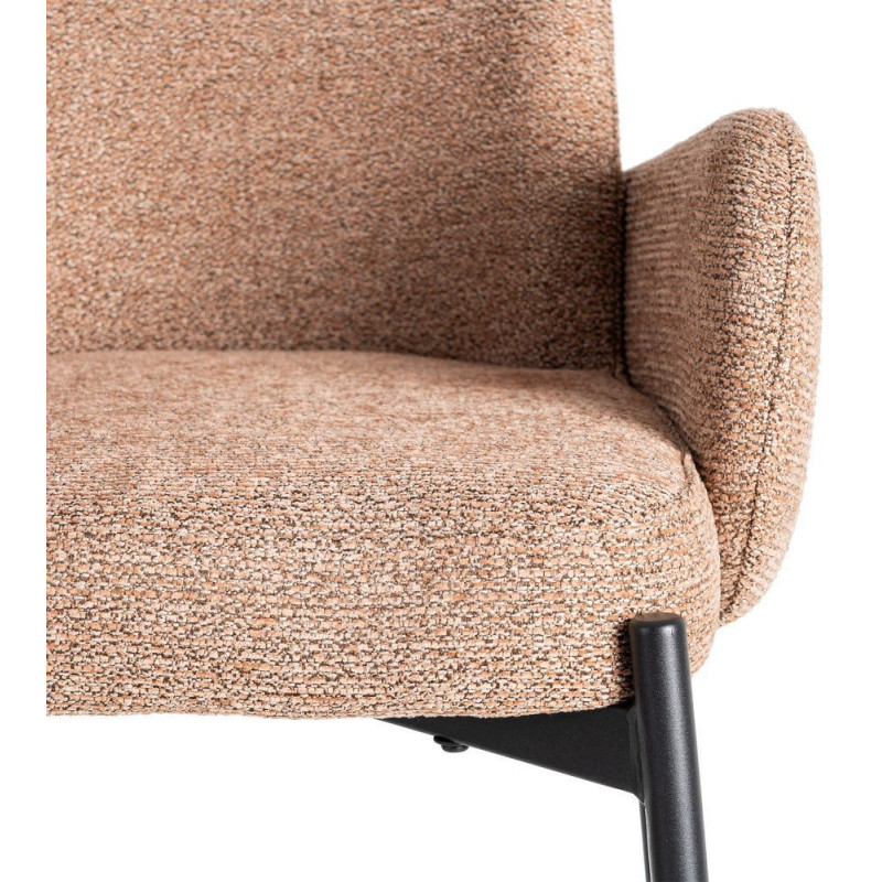 Tabouret de bar haut de gamme en Tissu Rose pêche Chiné Métal Noir Tilani (Lot de 2) - 7
