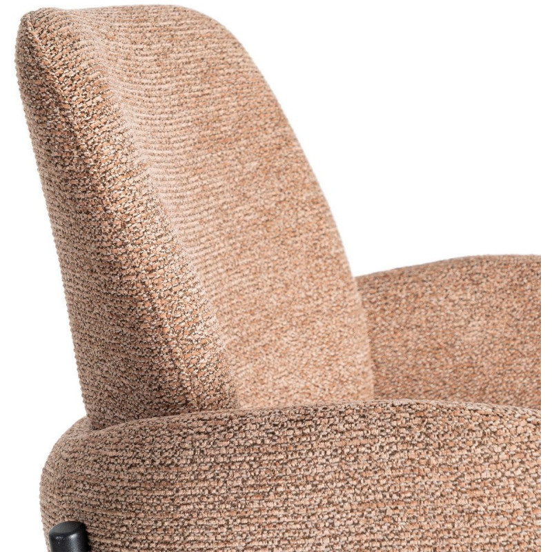 Tabouret de bar haut de gamme en Tissu Rose pêche Chiné Métal Noir Tilani (Lot de 2) - 8