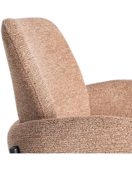 Tabouret de bar haut de gamme en Tissu Rose pêche Chiné Métal Noir Tilani (Lot de 2) - 8