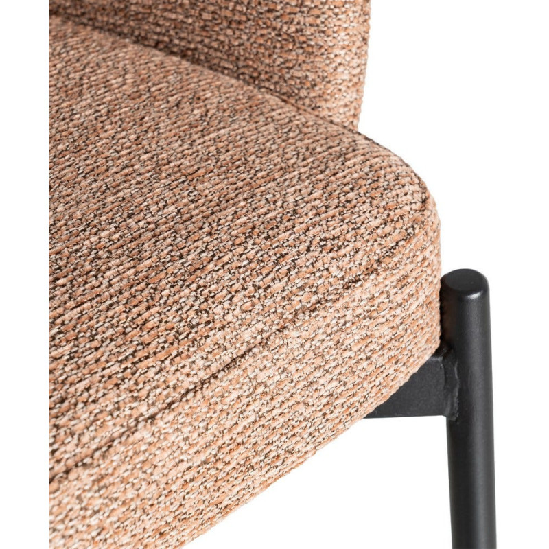Tabouret de bar haut de gamme en Tissu Rose pêche Chiné Métal Noir Tilani (Lot de 2) - 9