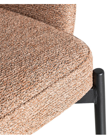 Tabouret de bar haut de gamme en Tissu Rose pêche Chiné Métal Noir Tilani (Lot de 2) - 9
