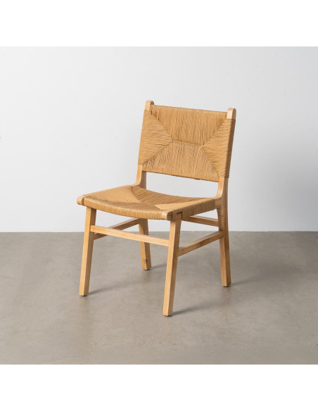 Chaise scandinave en Bois d'hévéa Naturel Corde de papier Beige Tressé Nelora (Lot de 2) - 2