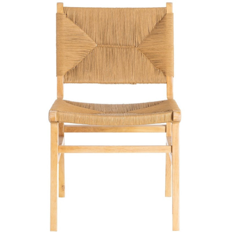 Chaise scandinave en Bois d'hévéa Naturel Corde de papier Beige Tressé Nelora (Lot de 2) - 3
