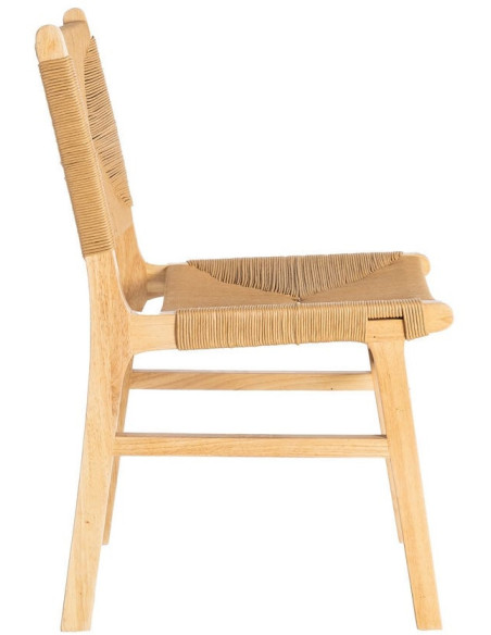 Chaise scandinave en Bois d'hévéa Naturel Corde de papier Beige Tressé Nelora (Lot de 2) - 4