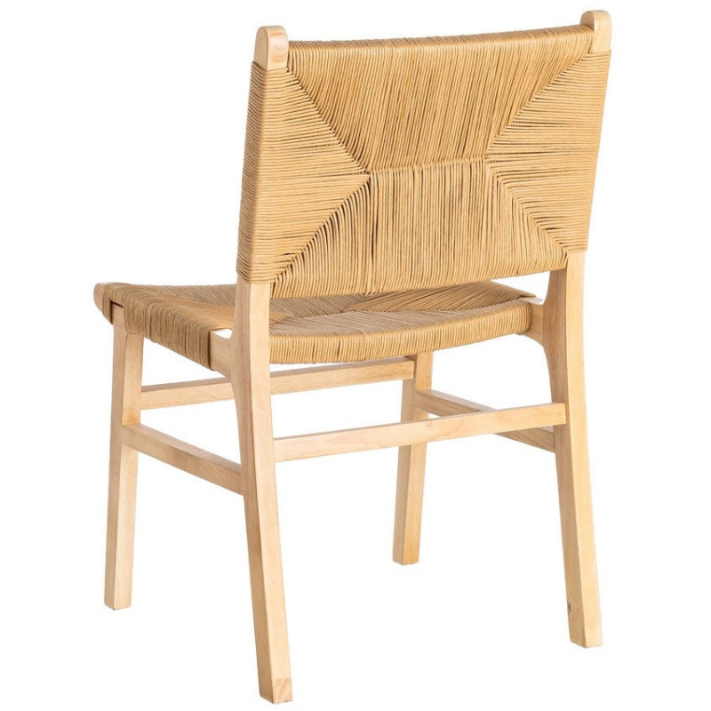 Chaise scandinave en Bois d'hévéa Naturel Corde de papier Beige Tressé Nelora (Lot de 2) - 5