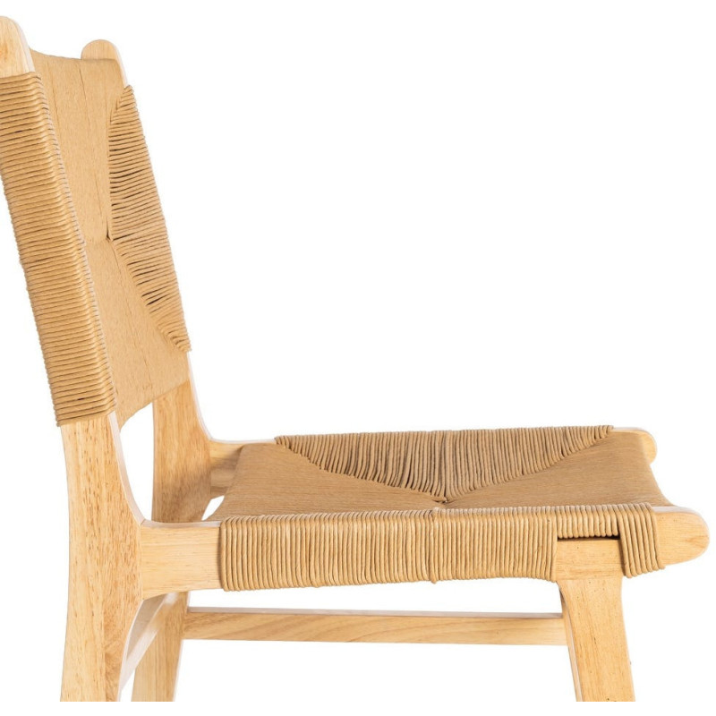 Chaise scandinave en Bois d'hévéa Naturel Corde de papier Beige Tressé Nelora (Lot de 2) - 7