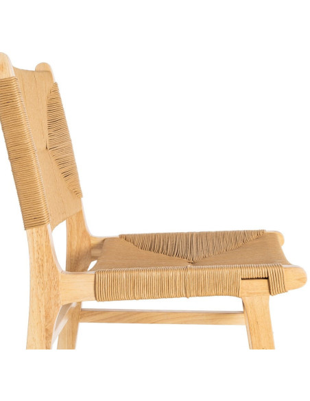 Chaise scandinave en Bois d'hévéa Naturel Corde de papier Beige Tressé Nelora (Lot de 2) - 7