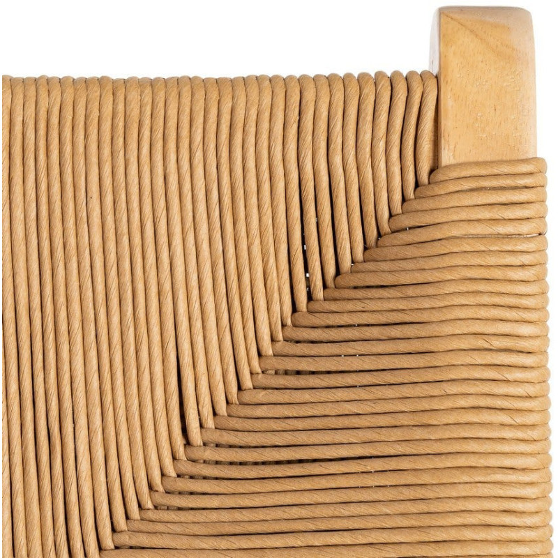 Chaise scandinave en Bois d'hévéa Naturel Corde de papier Beige Tressé Nelora (Lot de 2) - 8