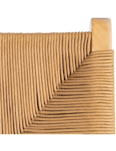 Chaise scandinave en Bois d'hévéa Naturel Corde de papier Beige Tressé Nelora (Lot de 2) - 8