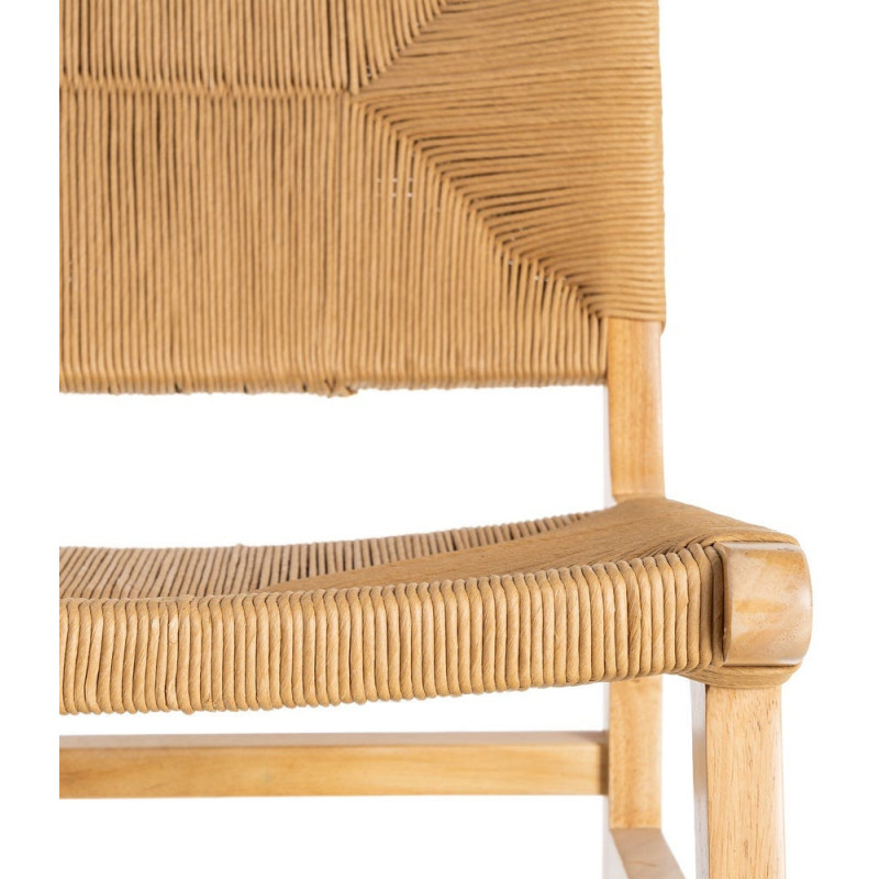 Chaise scandinave en Bois d'hévéa Naturel Corde de papier Beige Tressé Nelora (Lot de 2) - 9