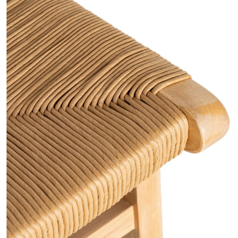 Chaise scandinave en Bois d'hévéa Naturel Corde de papier Beige Tressé Nelora (Lot de 2) - 10