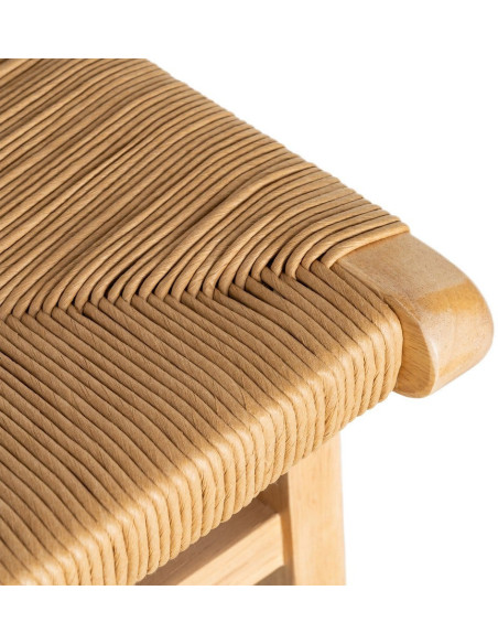 Chaise scandinave en Bois d'hévéa Naturel Corde de papier Beige Tressé Nelora (Lot de 2) - 10