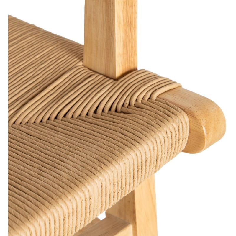 Fauteuil de table scandinave en Bois d'hévéa Naturel Corde de papier Beige Tressé Nelora (Lot de 2) - 10