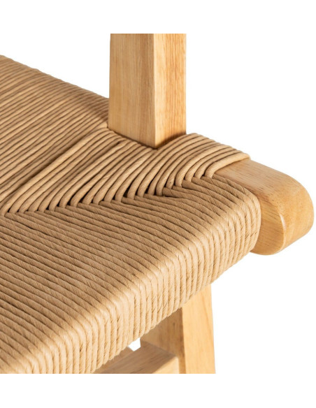 Fauteuil de table scandinave en Bois d'hévéa Naturel Corde de papier Beige Tressé Nelora (Lot de 2) - 10