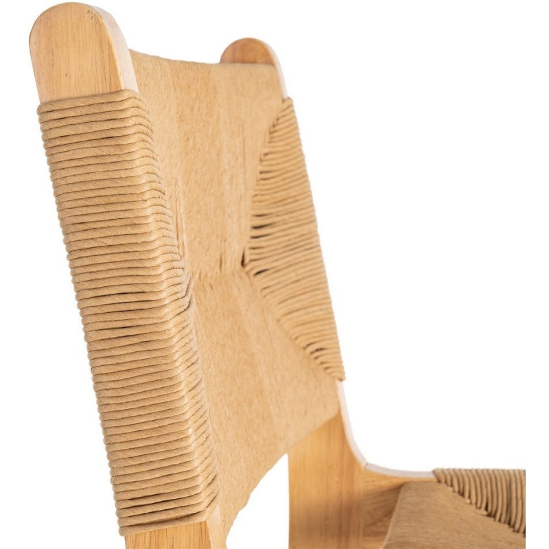 Tabouret de comptoir scandinave en Bois d'hévéa Naturel Corde de papier Beige Tressé Nelora (Lot de 2) - 7