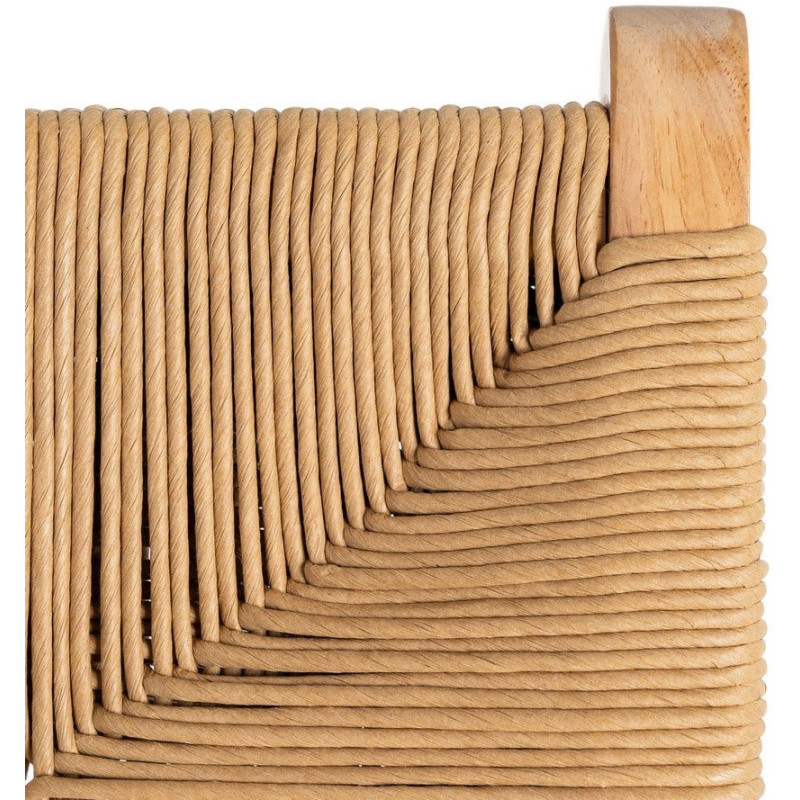 Tabouret de comptoir scandinave en Bois d'hévéa Naturel Corde de papier Beige Tressé Nelora (Lot de 2) - 9