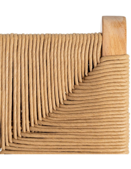 Tabouret de comptoir scandinave en Bois d'hévéa Naturel Corde de papier Beige Tressé Nelora (Lot de 2) - 9