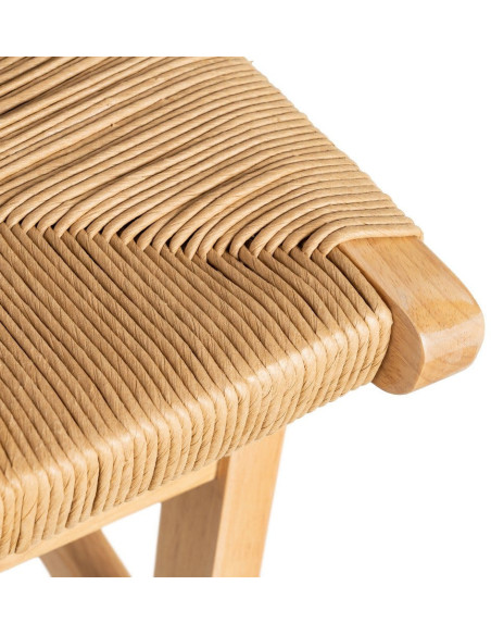 Tabouret de comptoir scandinave en Bois d'hévéa Naturel Corde de papier Beige Tressé Nelora (Lot de 2) - 10
