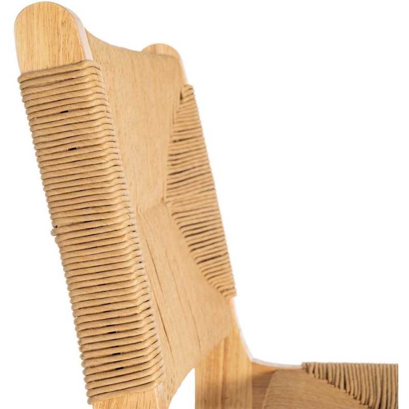Tabouret de bar scandinave en Bois d'hévéa Naturel Corde de papier Beige Tressé Nelora (Lot de 2) - 7